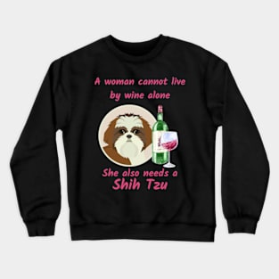 Shih Tzu and Wine Crewneck Sweatshirt